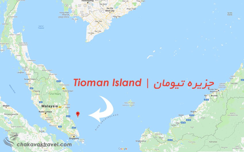 نقشه و محل واقع شدن جزیره تیومان مالزی در دریا