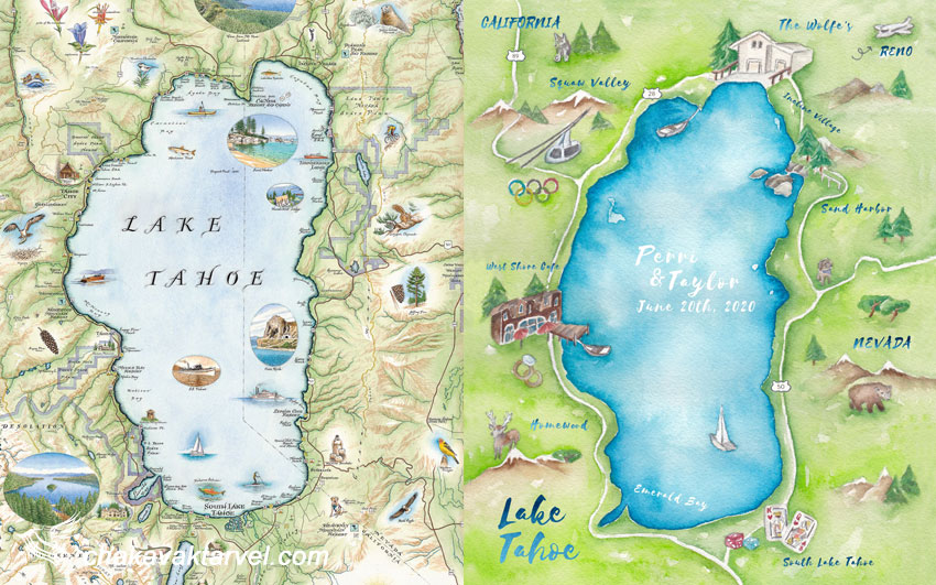 Lake Tahoe map نقشه توریستی دریاچه تاهو در آمریکا