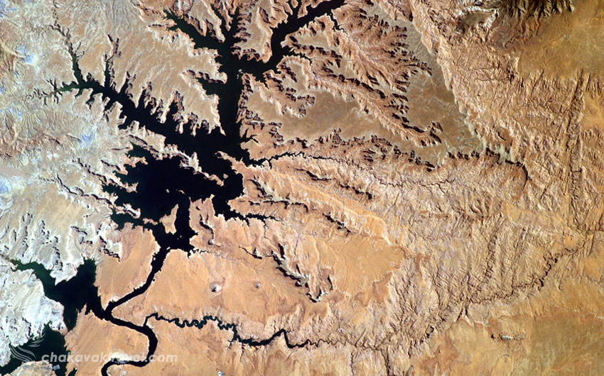 عکس ناسا از ایستگاه فضایی EarthKAM که از این دریاچه پاول Lake Powell 